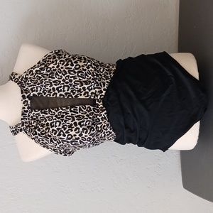 Black cheetah print one piece swimsuit
